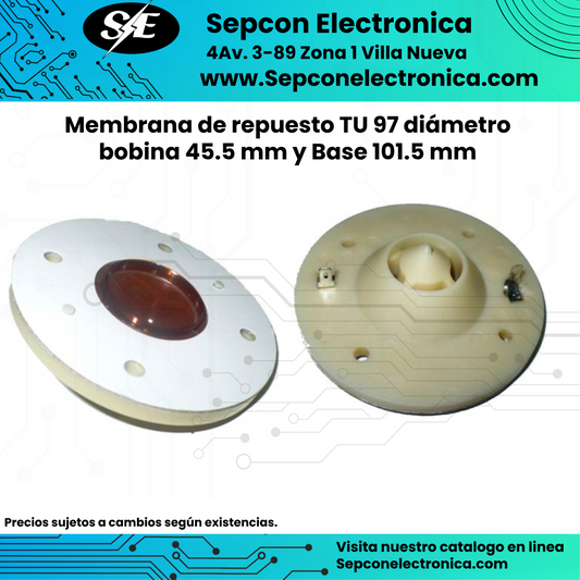 Membrana de repuesto TU 97 diámetro bobina 45.5 mm y Base 101.5 mm