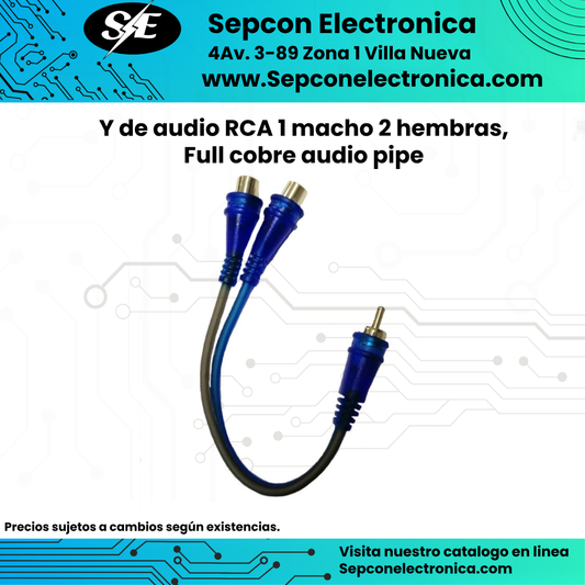 Cable Y Adaptador Audiopipe – 2 RCA Hembra a 1 RCA Macho,  Full cobre audio