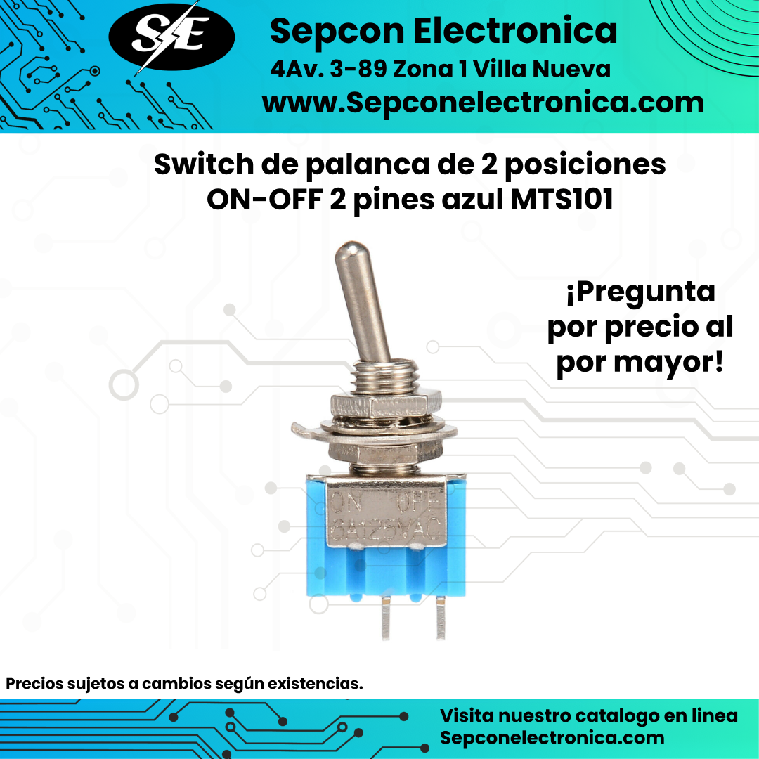 Switch de palanca de 2 posiciones ON-OFF 2 pines azul MTS101