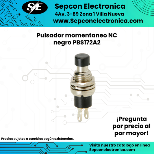 Pulsador momentaneo NC, Negro PBS172A2