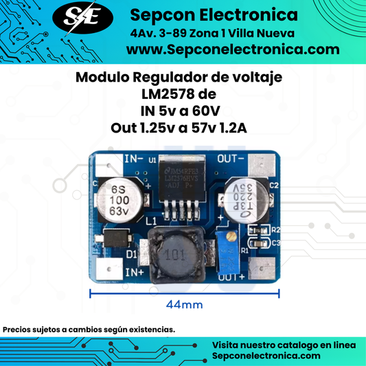 Modulo Regulador de voltaje LM2576  IN 5v a 60V OUT 1.25v a 57v 3A