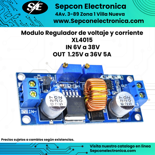 Modulo Regulador de voltaje y corriente XL4015  IN 6V a 38V OUT  1.25V a 36V 5A