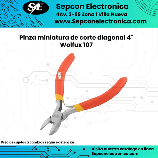 Pinza miniatura de corte diagonal 4" Wolfox 107