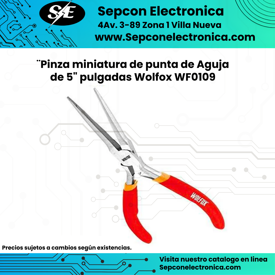 Pinza miniatura de punta de Aguja de 5" pulgadas Wolfox WF0109
