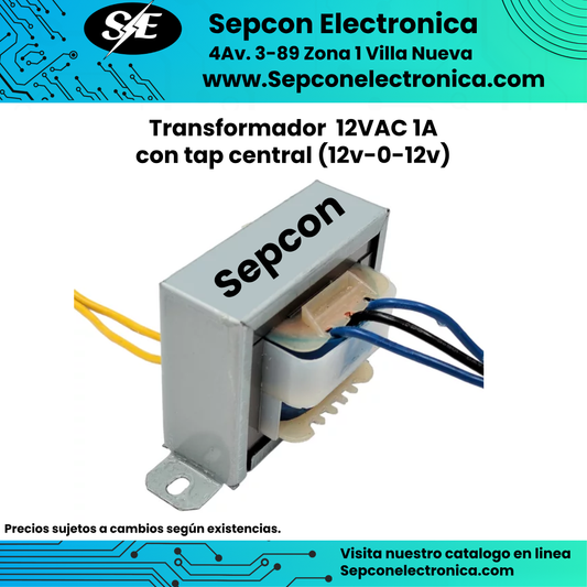 Transformador  12VAC 1A  con tap central (12v-0-12v)