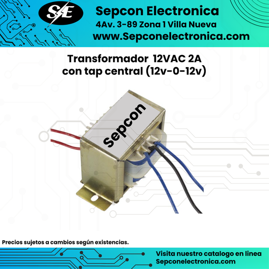 Transformador  12VAC 2A con tap central (12v-0-12v)