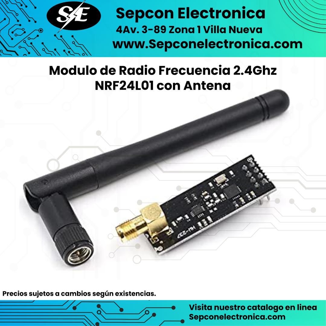 Modulo de Radio Frecuencia 2.4Ghz  NRF24L01 con Antena