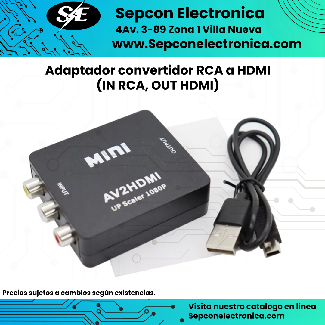 Adaptador Convertidor RCA a HDMI (RCA IN → HDMI OUT)