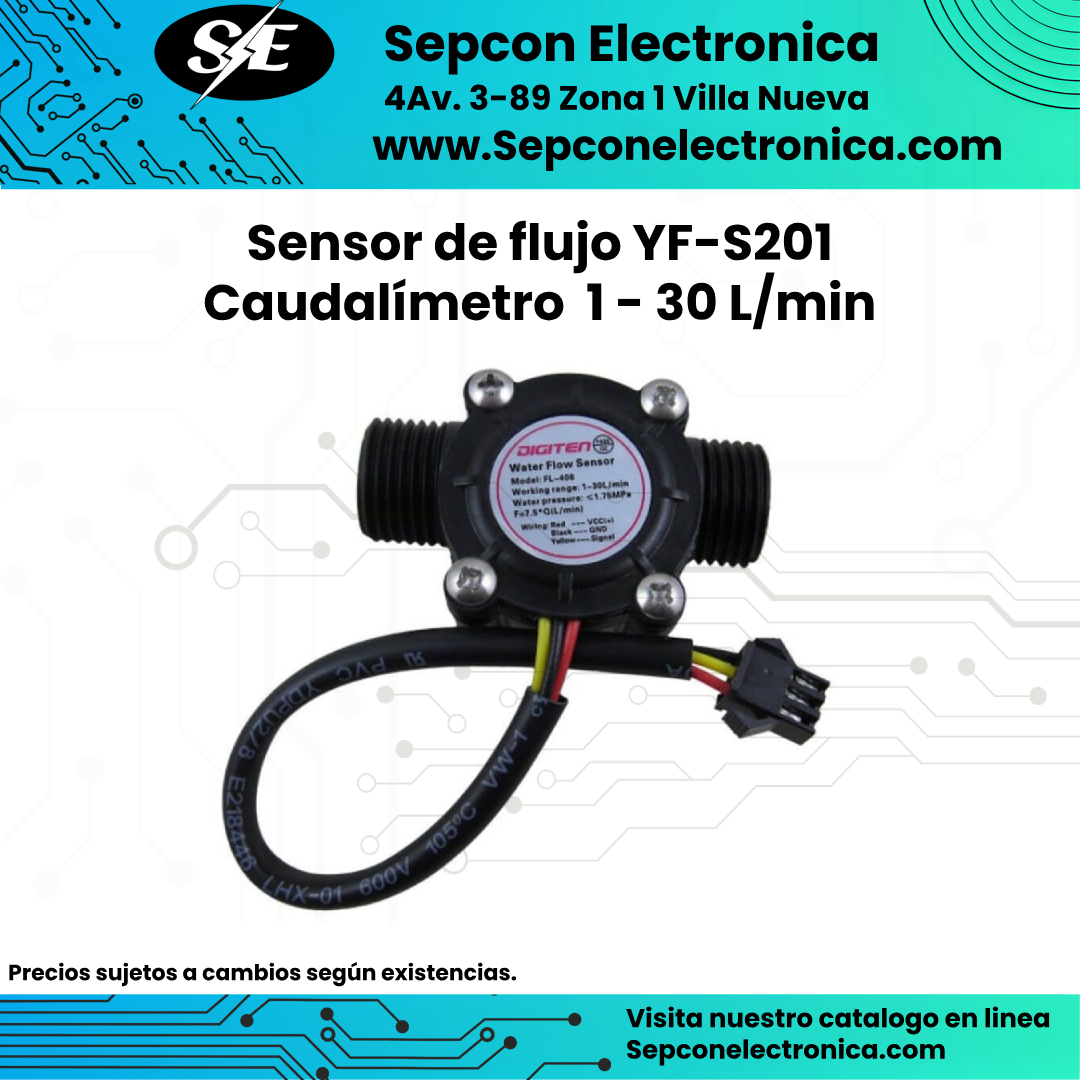 Sensor de flujo YF-S201 Caudalímetro  1 - 30 L/min