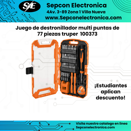 Juego Kit destornilladores con punta intercambiable  77 piezas Truper 100373