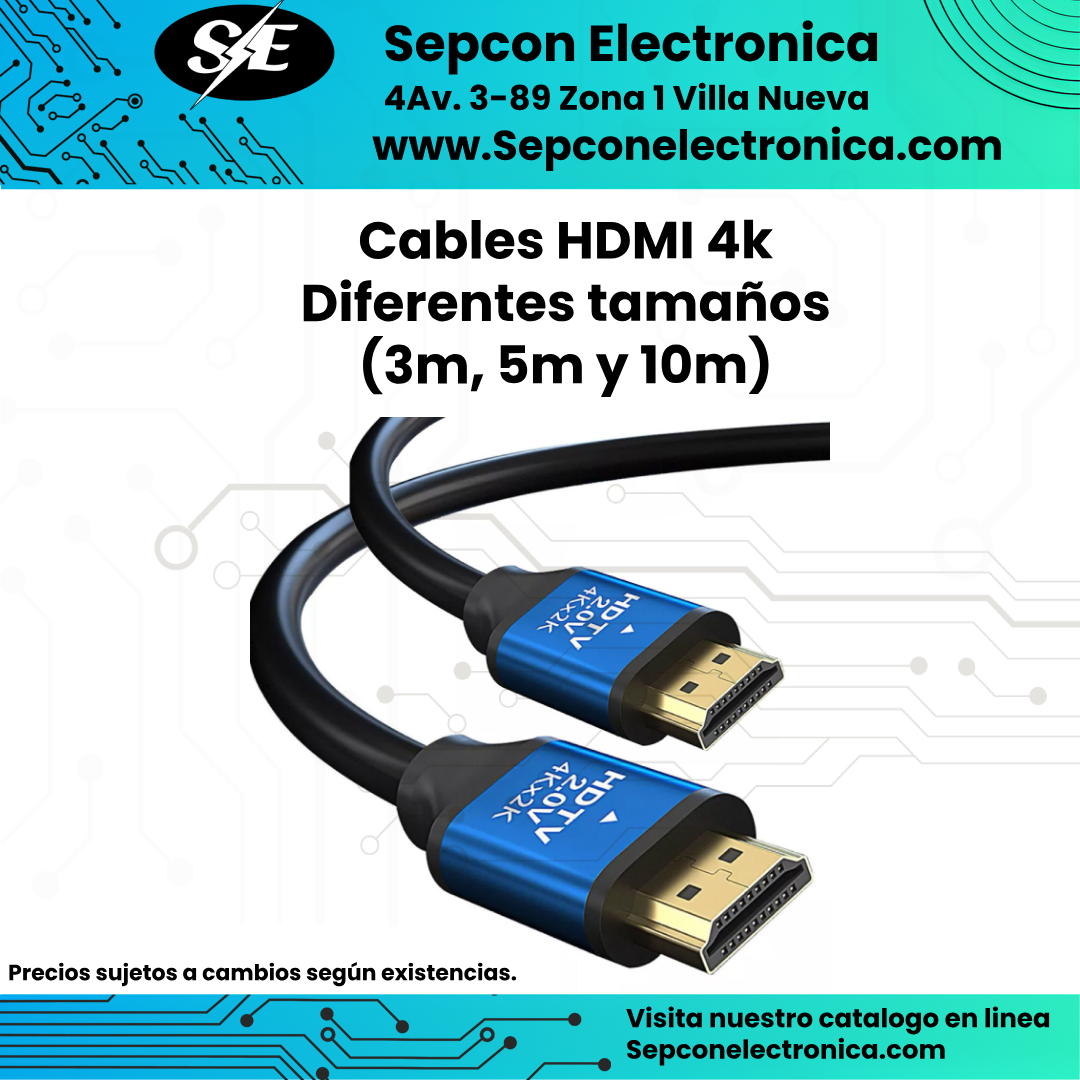 Cables HDMI 4k Diferentes tamaños (3m, 5m y 10m)