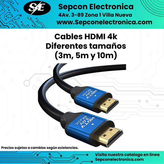 Cables HDMI 4k Diferentes tamaños (3m, 5m y 10m)