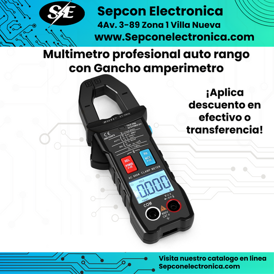 Multimetro Profesional auto rango con gancho amperimetrico