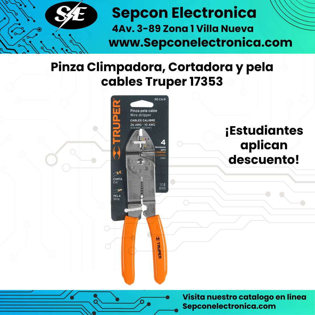 Pinza Climpadora, Cortadora y pela cables Truper 17353