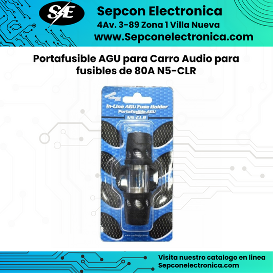 Portafusible AGU para Carro Audio para fusibles de 80A N5-CLR