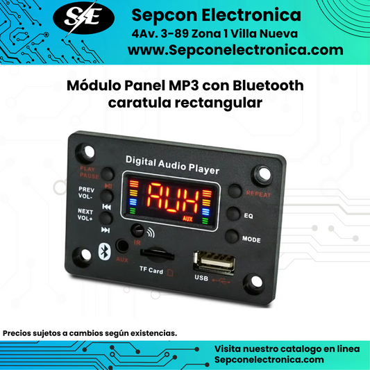 Módulo Panel MP3 con Bluetooth caratula rectangular