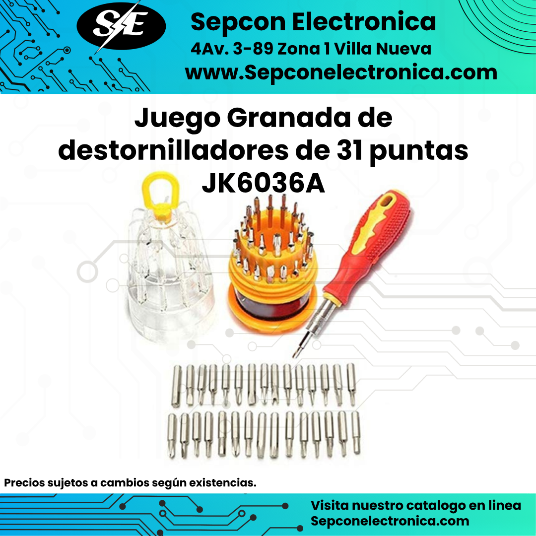 Juego Granada de destornilladores de 31 puntas JK6036A