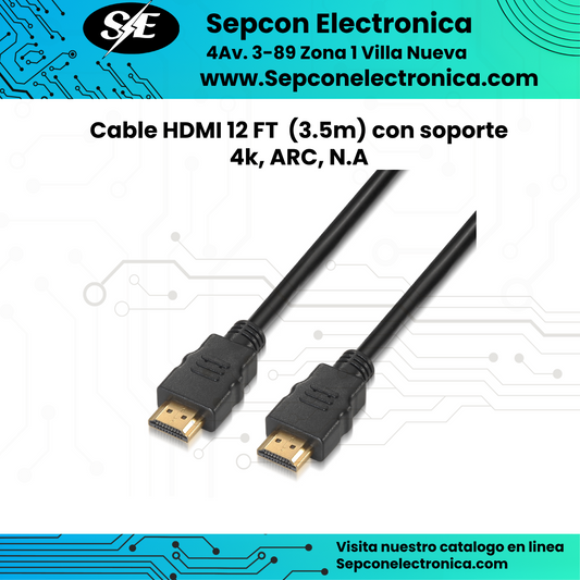 Cable HDMI 12 FT (3.5m) con soporte 4K ARC N.A