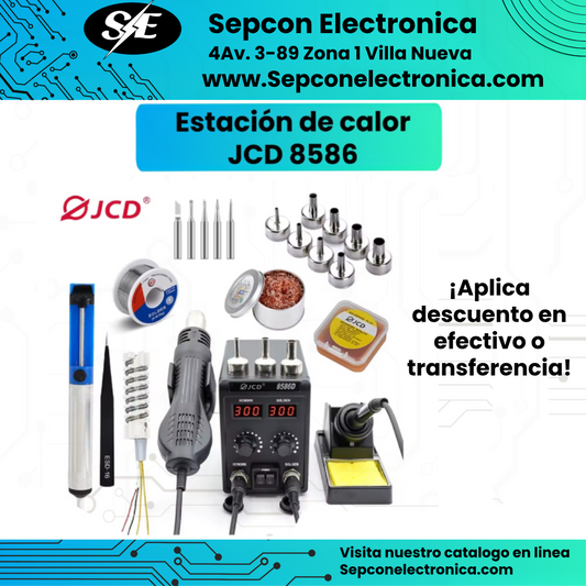 Estación de calor soldadura y aire caliente JCD 8586 Kit completo
