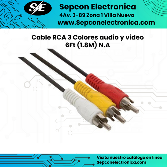 Cable RCA 3 Colores audio y video  6Ft (1.8M) N.A