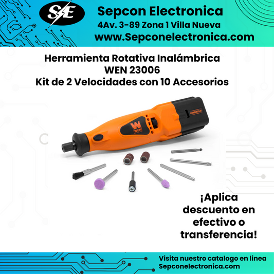 Herramienta Rotativa Inalámbrica WEN 23006 – Kit de 2 Velocidades con 10 Accesorios