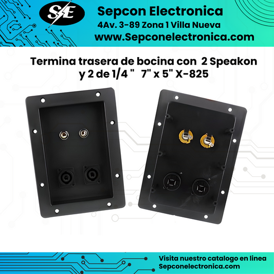 Termina Trasera de Bocina con 2 Speakon y 2 Plug 1/4" X-825