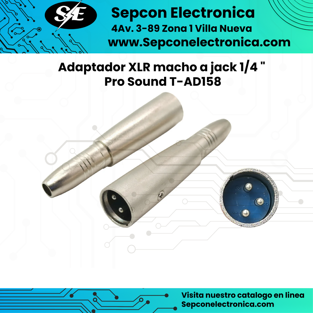 Adaptador XLR macho a jack 1/4 "  Pro Sound T-AD158