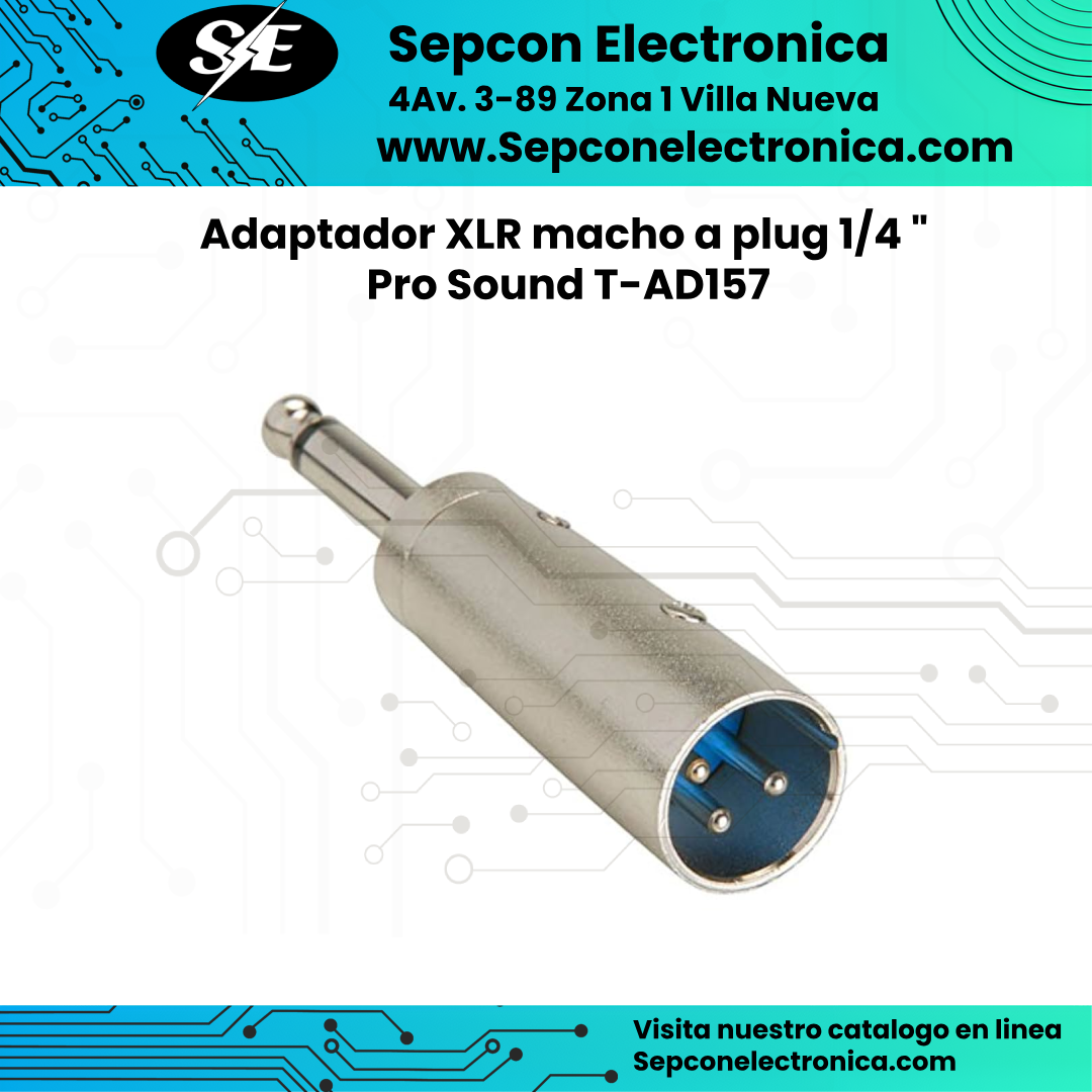Adaptador XLR macho a plug 1/4 "  Pro Sound T-AD157