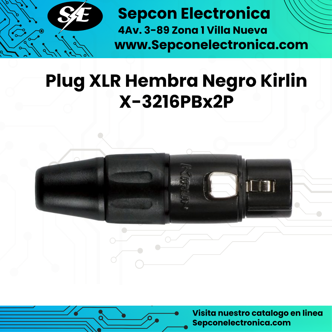 Plug XLR Hembra Negro Kirlin  X-3216PBx2P
