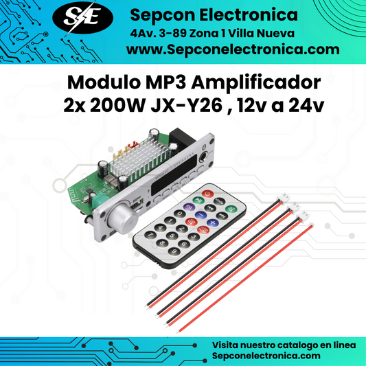 Modulo panel mp3 con Bluetooth con amplificador 2 x 100W  jx-y26, 12v a 24v